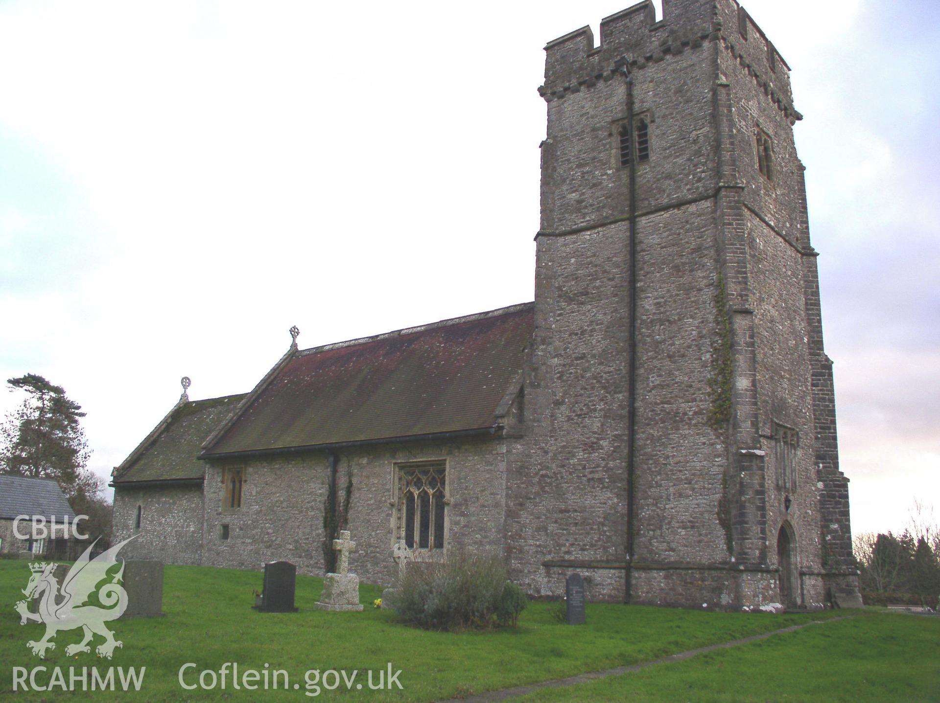 Colour digital photograph showing a three quarter elevation view of St Hilary's Church, St Hilary; Glamorgan.