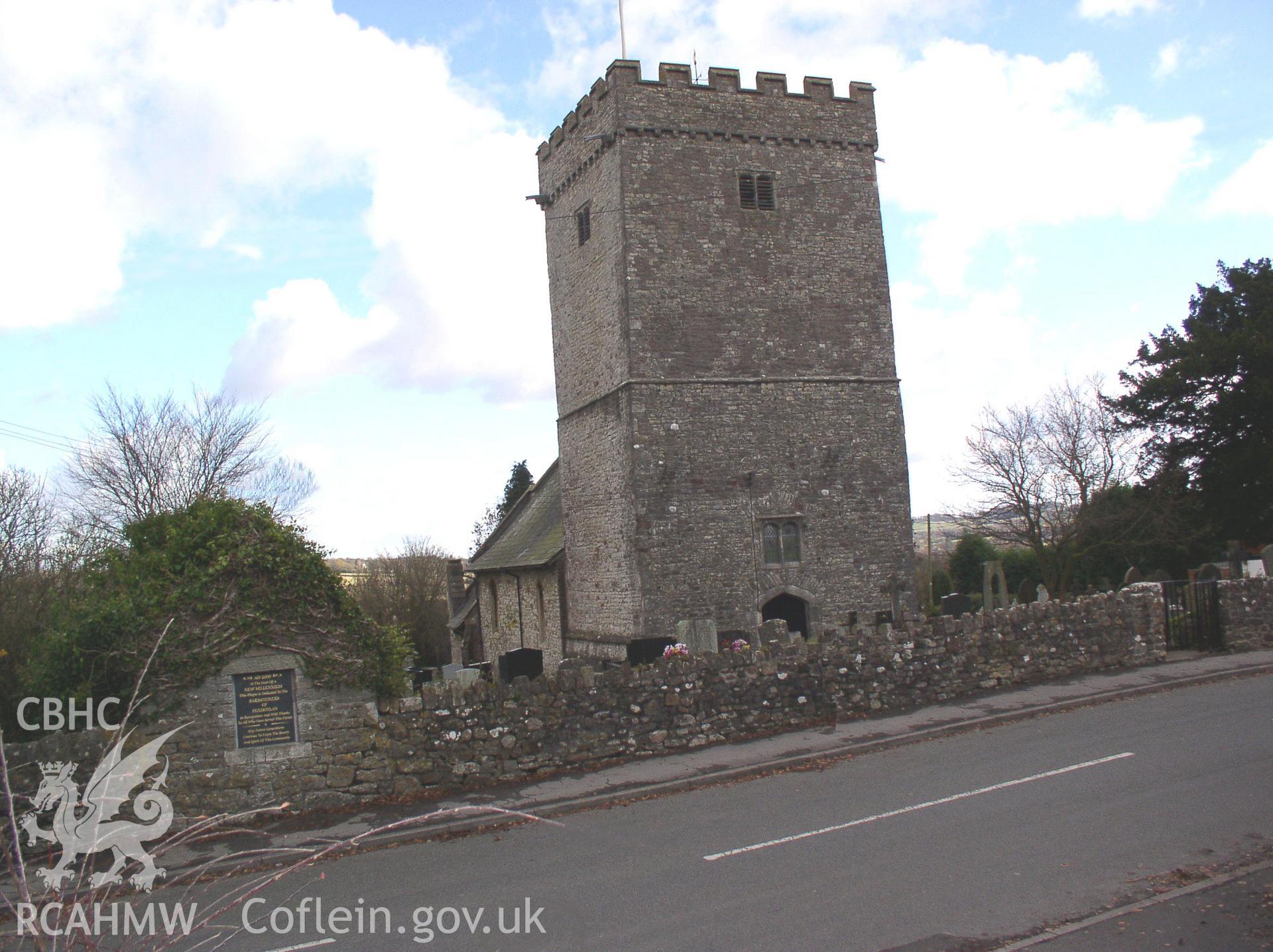 Colour digital photograph showing the exterior of St Cadoc's Church, Pendoylan; Glamorgan.