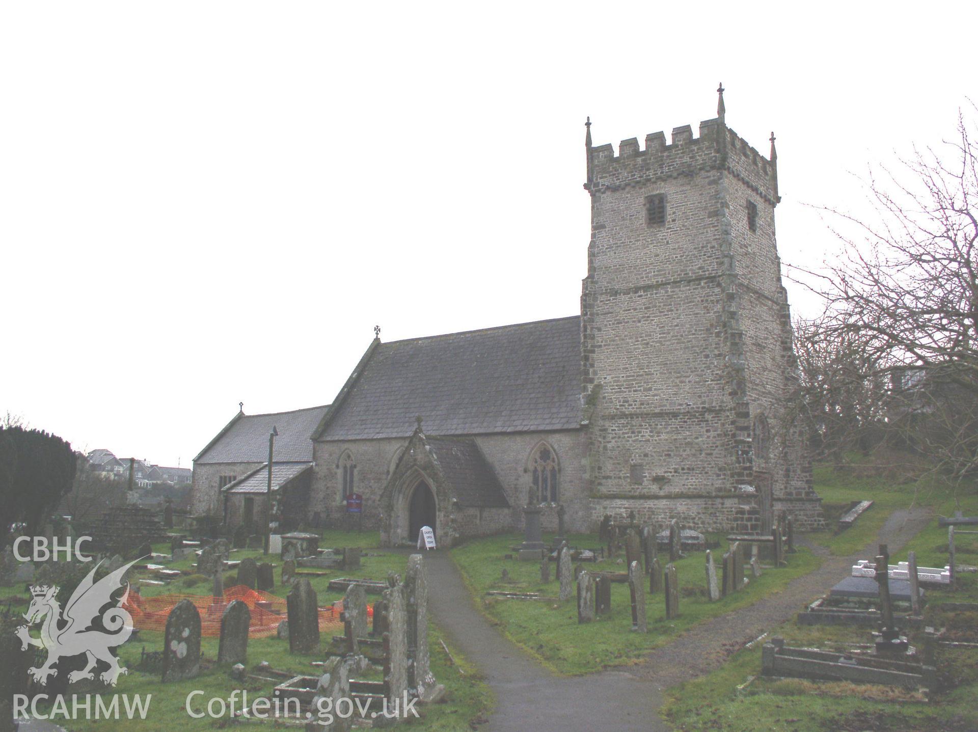 Colour digital photograph showing an elevation view of St Bride's Church, St Brides Major; Glamorgan.