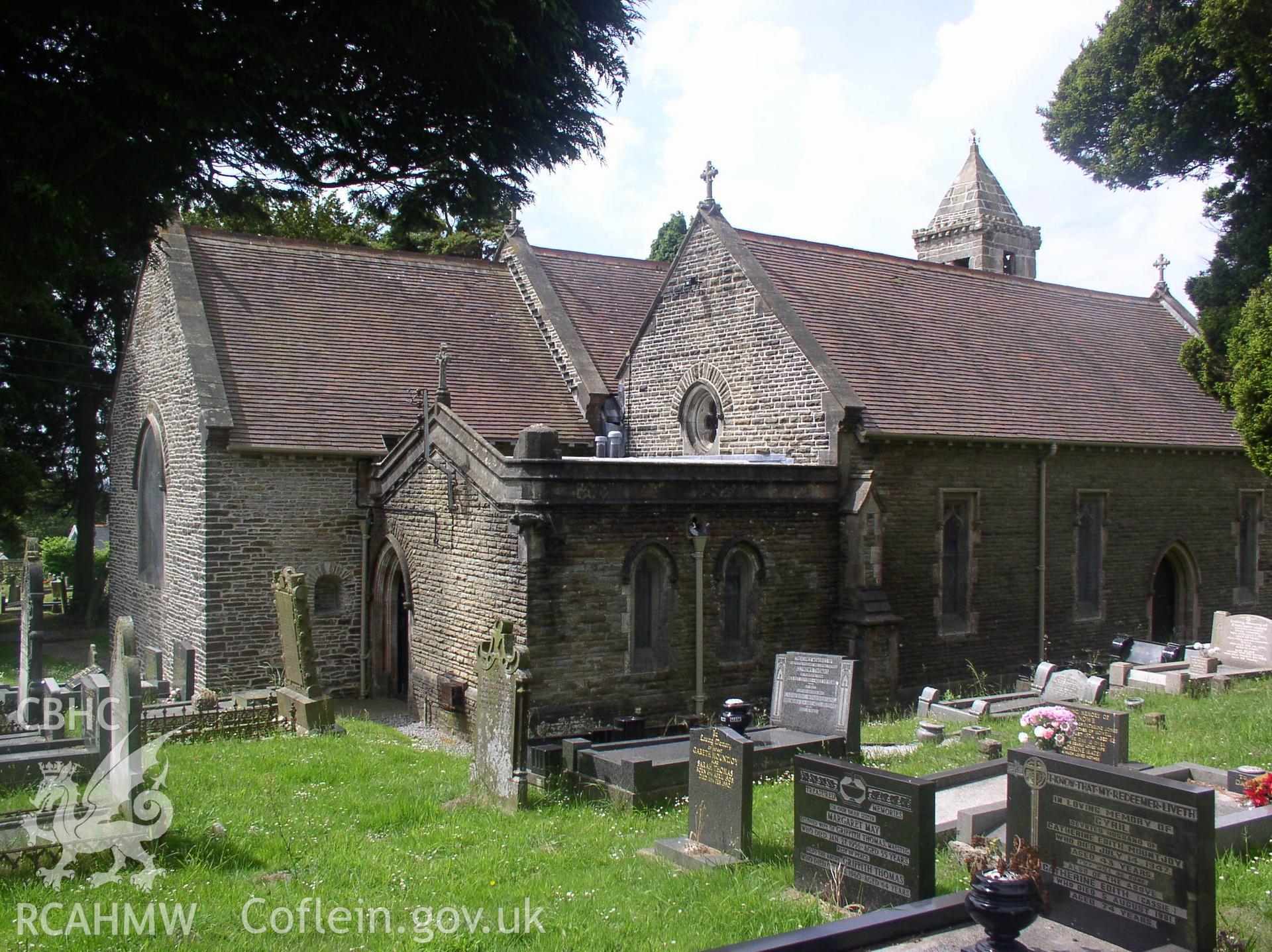 Colour digital photograph showing the exterior of the Church of St. David, Betws; Glamorgan.