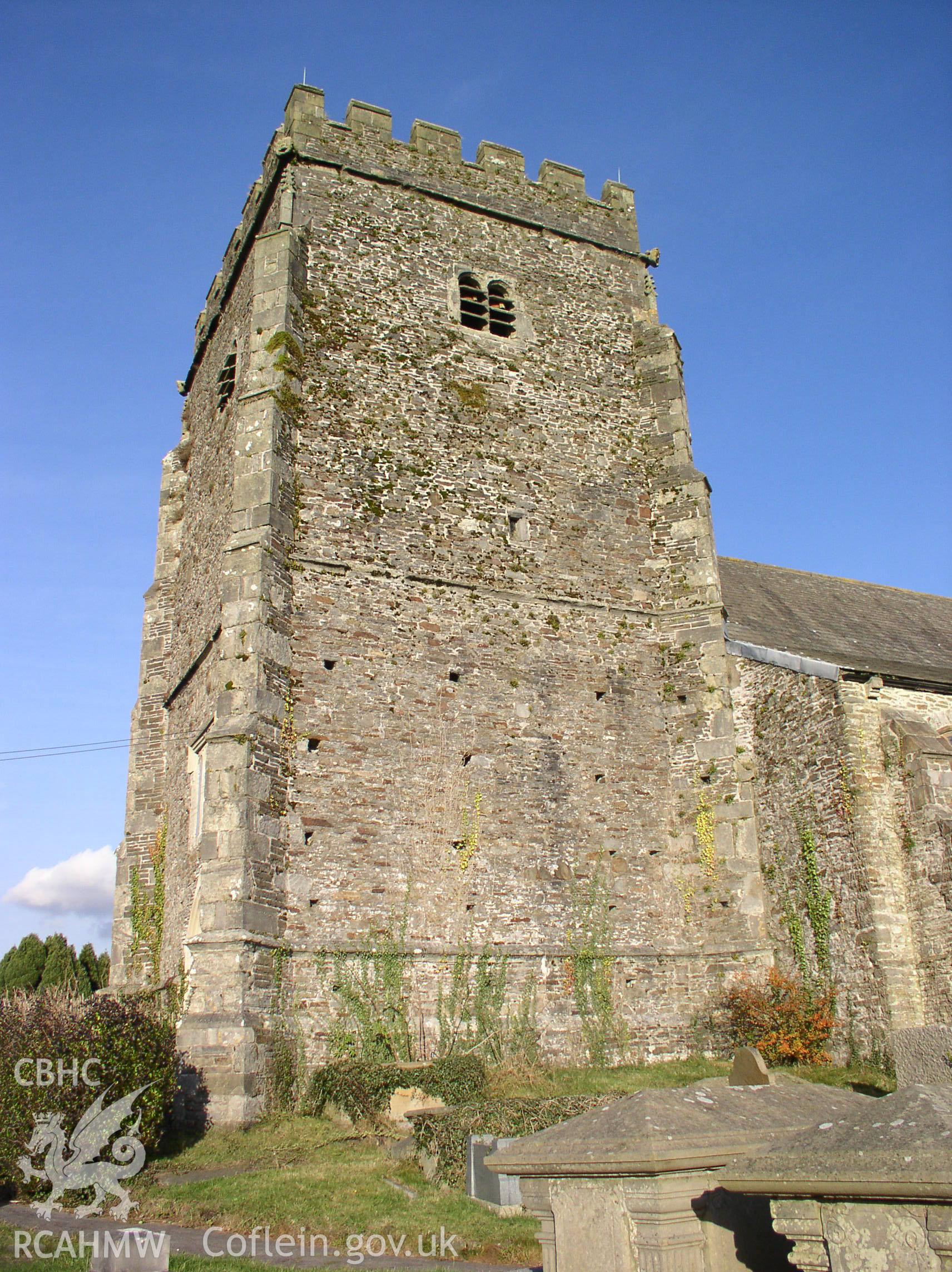 Colour digital photograph showing the exterior of the church of Saints Illtyd, Gwyno and Tyfodwg, Llantrisant; Glamorgan.