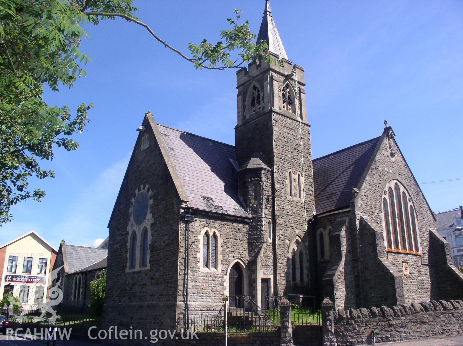 Colour digital photograph showing the exterior of St Margaret's Church, Mountain Ash; Glamorgan.