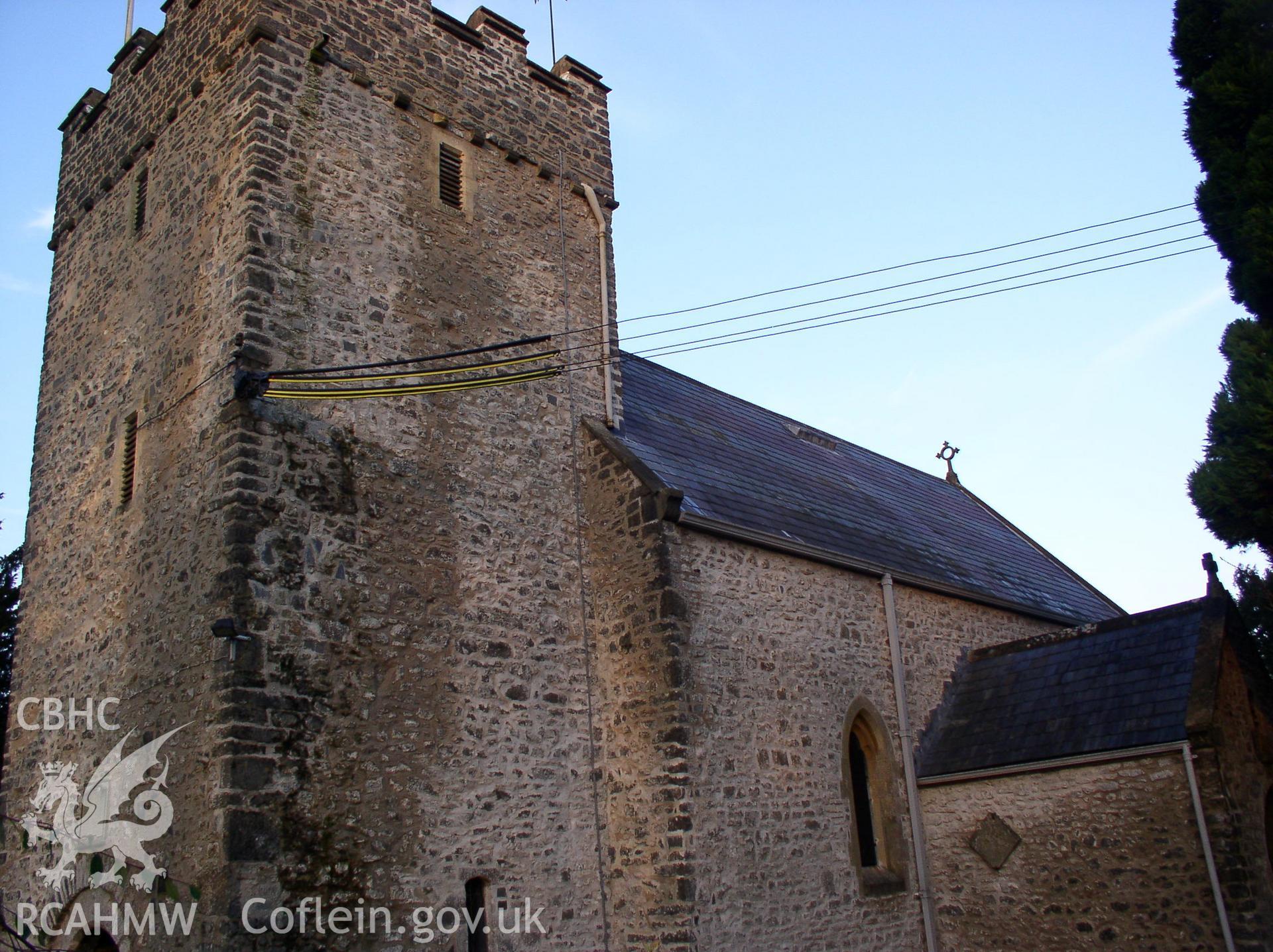 Colour digital photograph showing a three quarter elevation view of St Mary's Church, Wenvoe; Glamorgan.