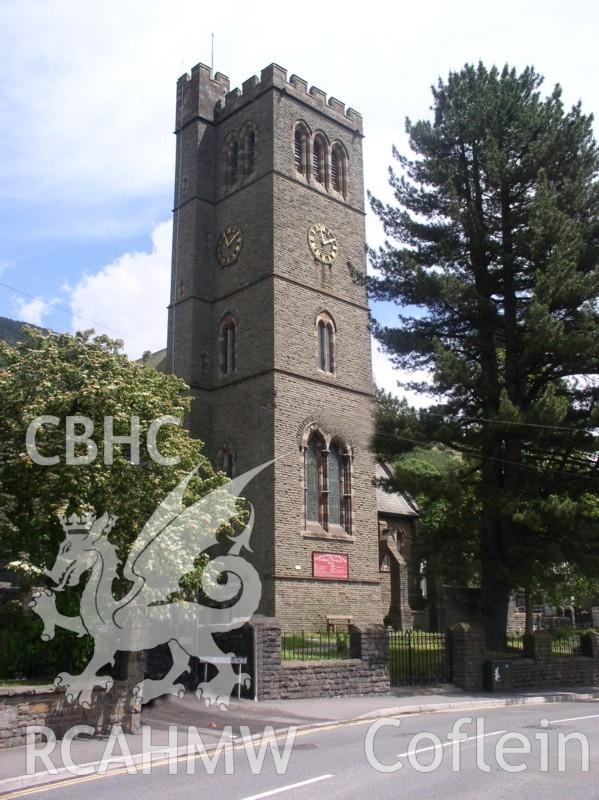 Colour digital photograph showing the exterior of St Peter's Church, Pentre; Glamorgan.