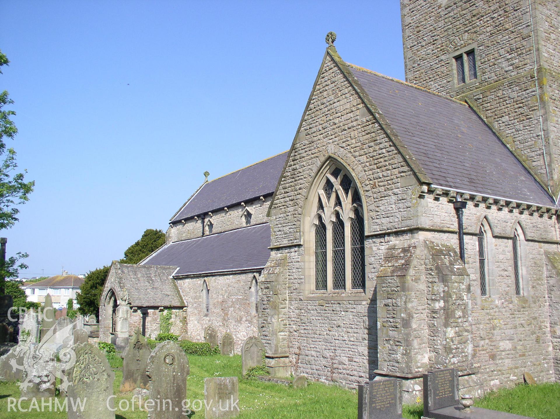 Colour digital photograph showing the exterior of St. Crallo's Church, Coychurch.