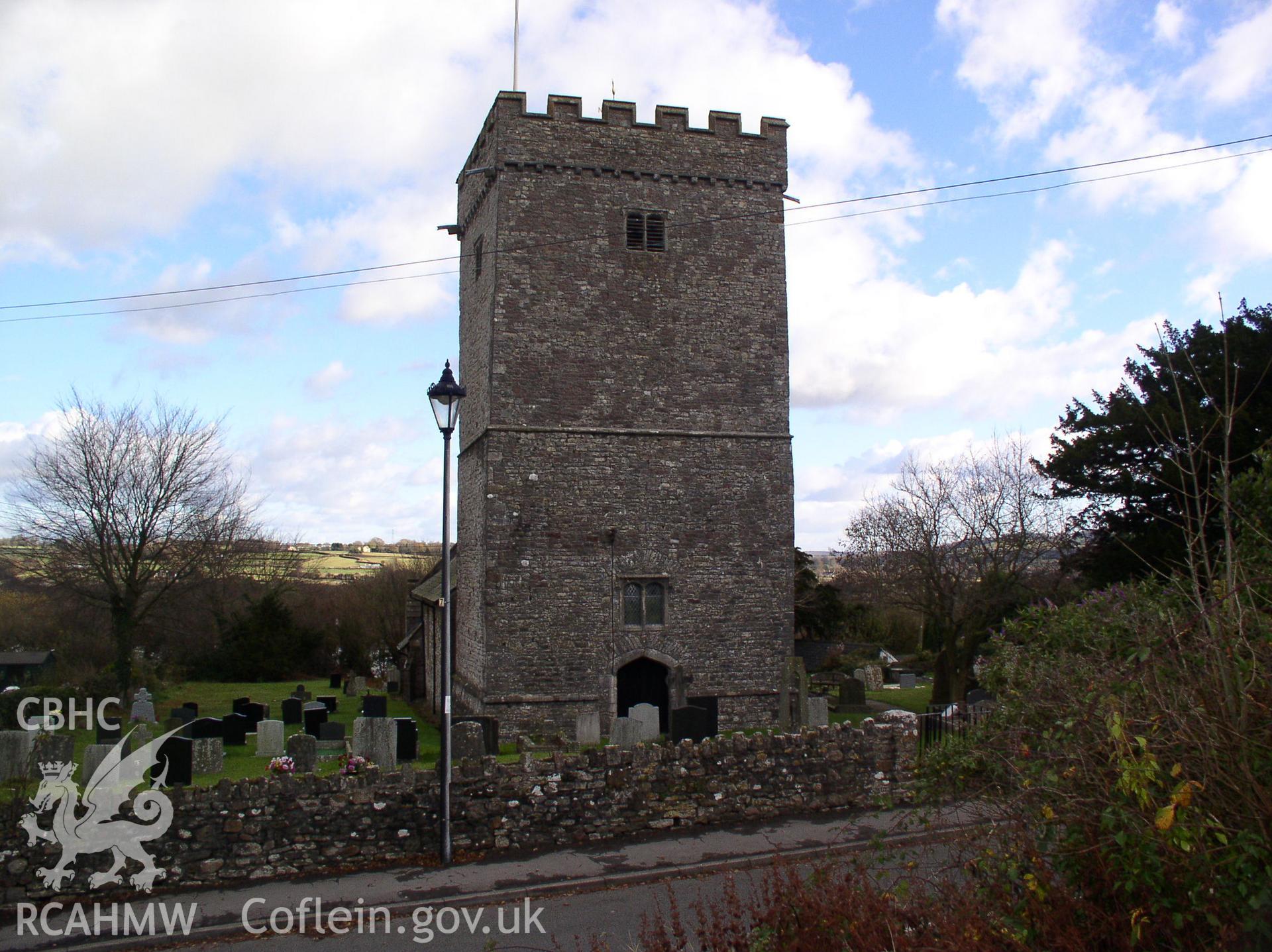 Colour digital photograph showing the exterior of St Cadoc's Church, Pendoylan; Glamorgan.