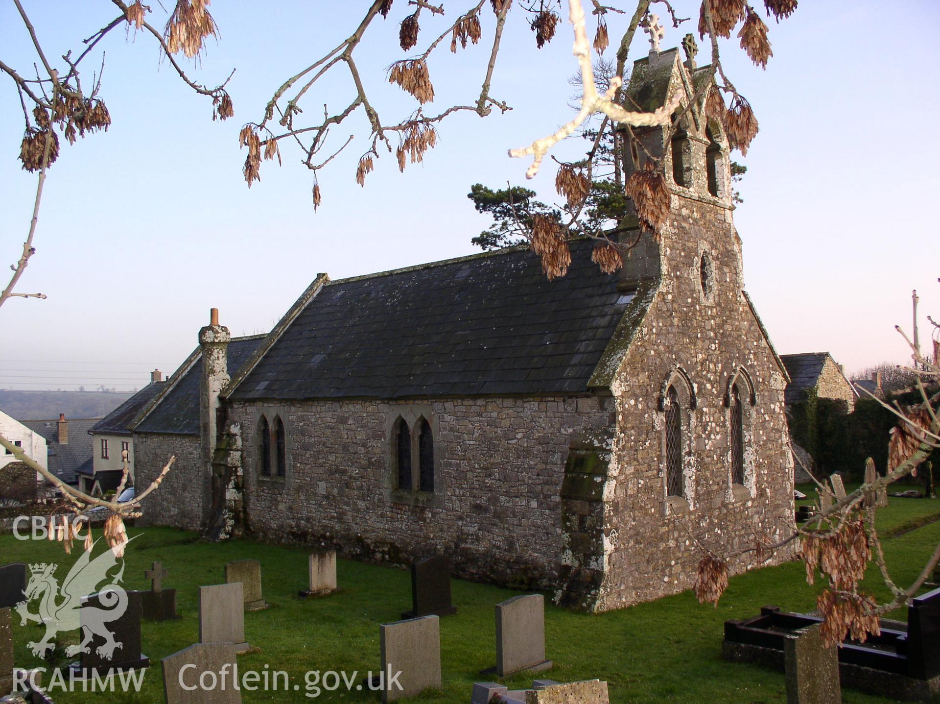 Colour digital photograph showing part of the exterior of St. Michael's Church, Flemingston; Glamorgan.