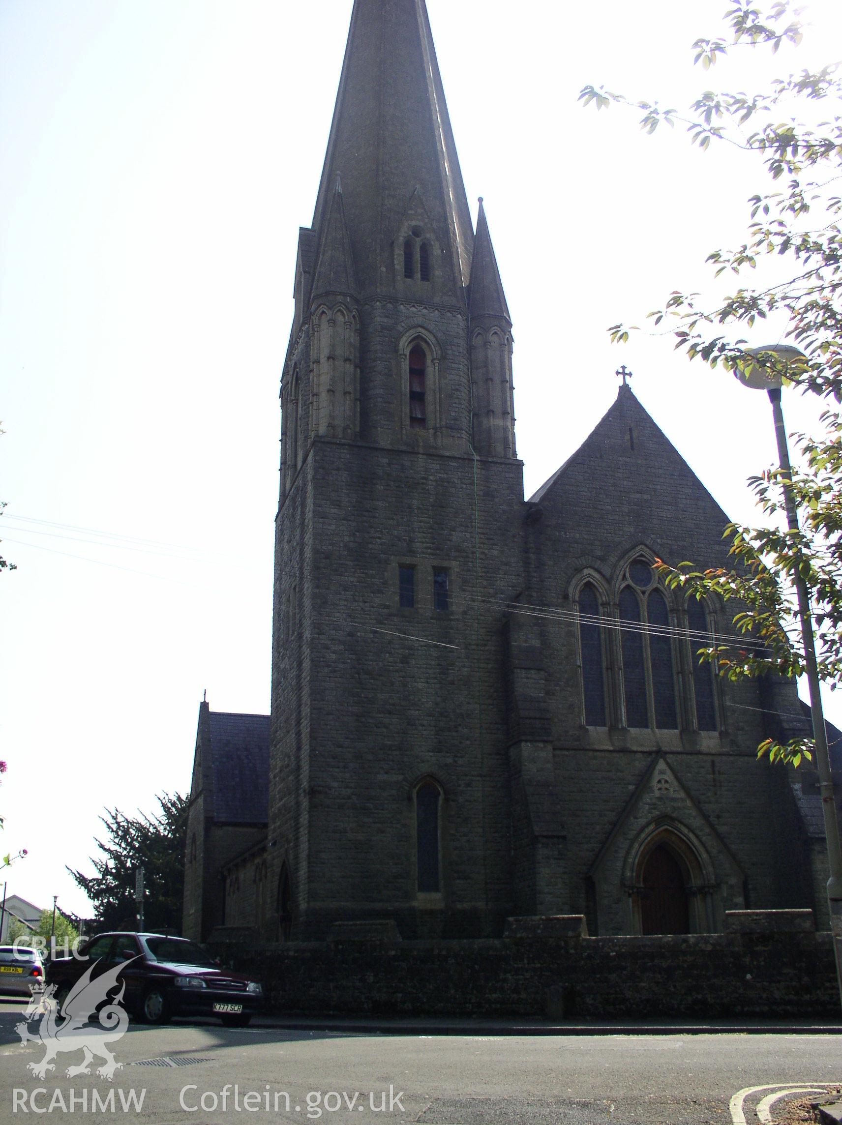 Colour digital photograph showing the exterior of St. Mary's Church, Nolton,  Bridgend; Glamorgan.