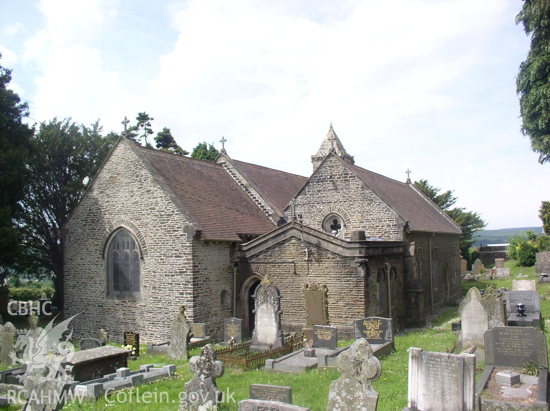 Colour digital photograph showing the exterior of the Church of St. David, Betws; Glamorgan.