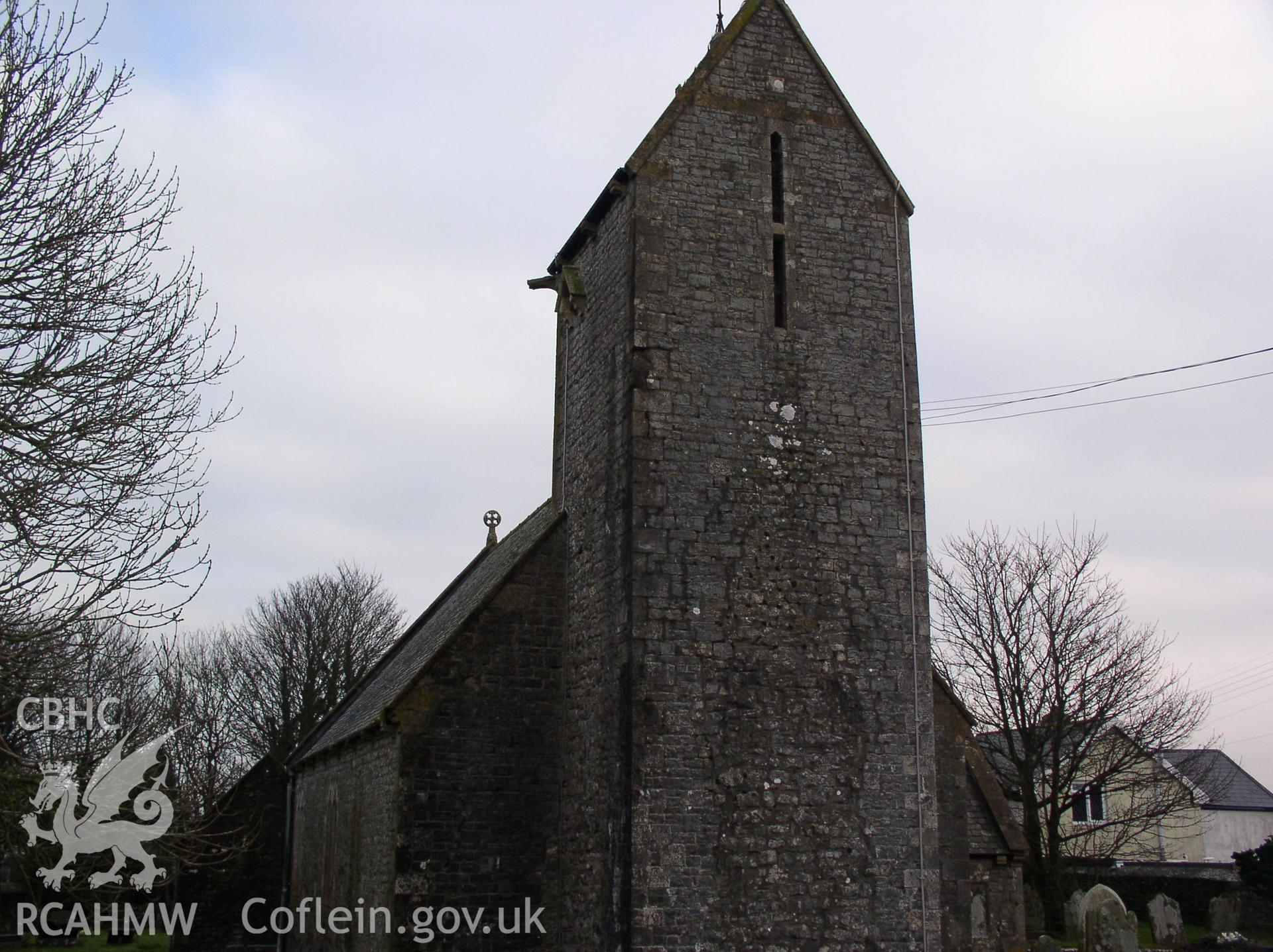 Colour digital photograph showing an elevation view of St James' Church, Wick; Glamorgan.