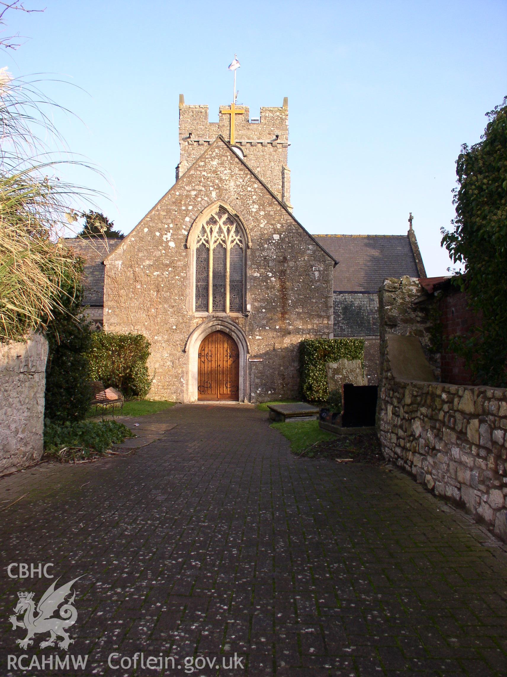 Colour digital photograph showing a front elevation view of St Athan's Church, St Athan; Glamorgan.