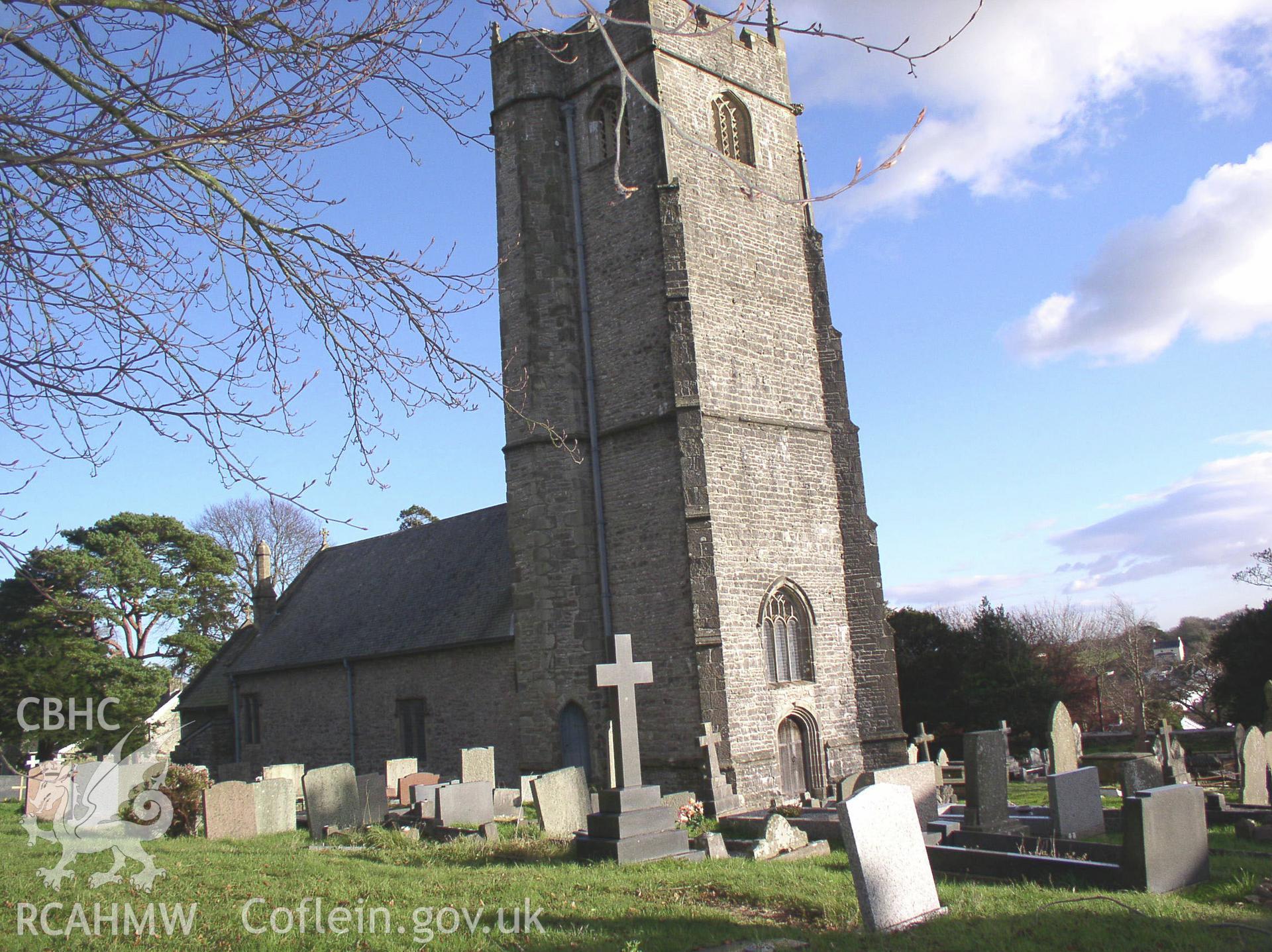 Colour digital photograph showing the exterior of the Church of St John the Baptist, Llanblethian; Glamorgan.