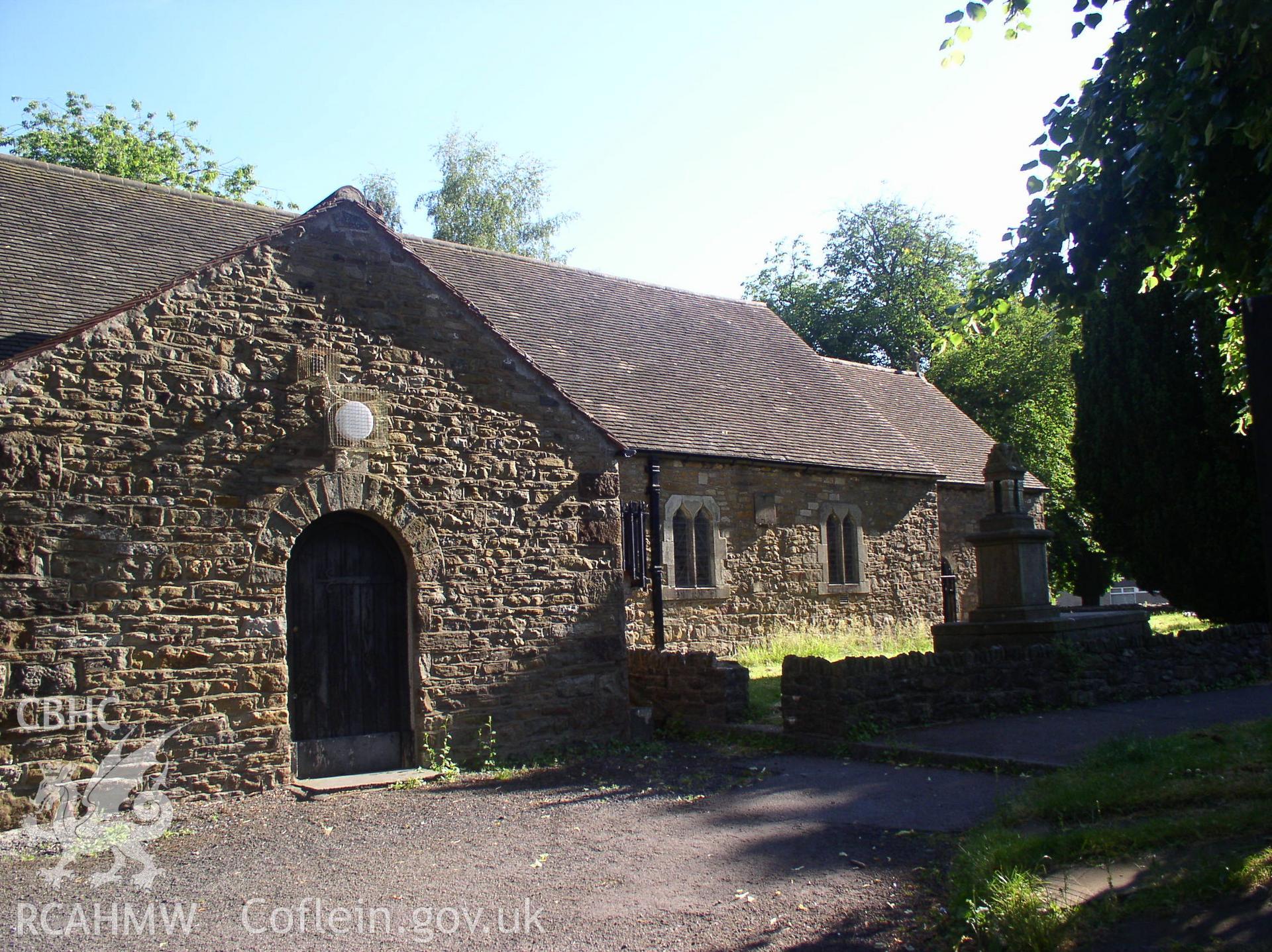 Colour digital photograph showing the front exterior of St. John the Baptist's Church, Aberdare; Glamorgan.