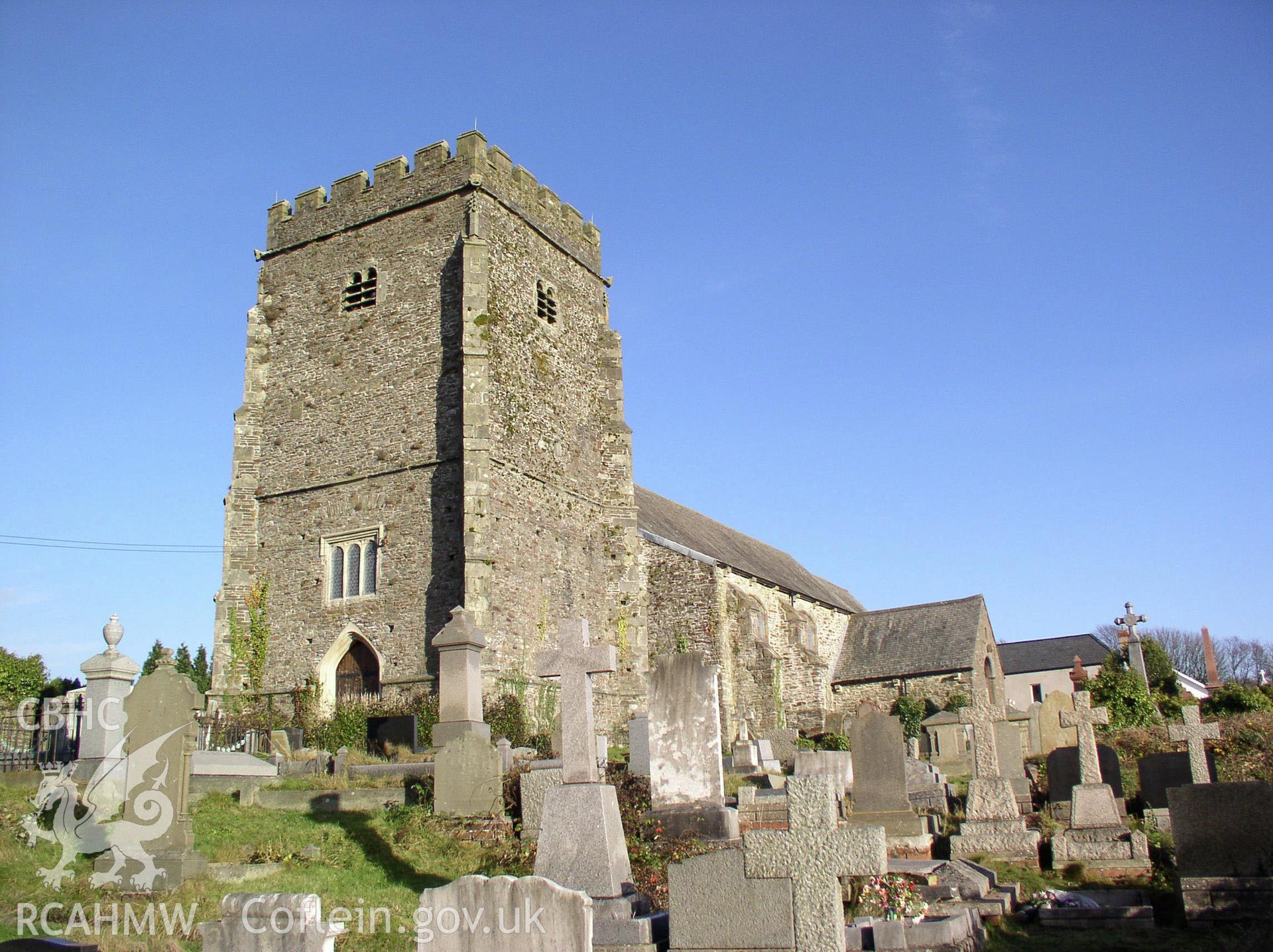 Colour digital photograph showing the exterior of the church of Saints Illtyd, Gwyno and Tyfodwg, Llantrisant; Glamorgan.