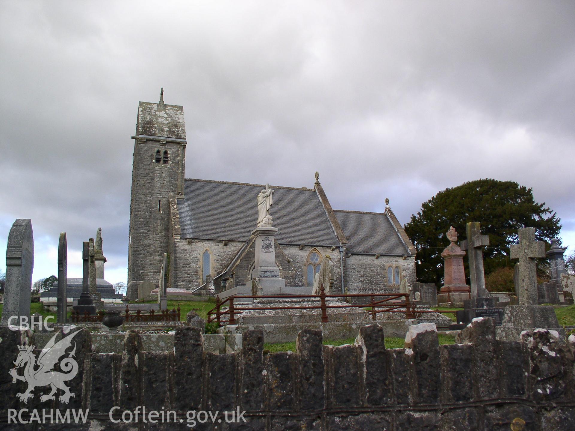 Colour digital photograph showing an elevation view of St Owain's Church, Ystrad Owen; Glamorgan.