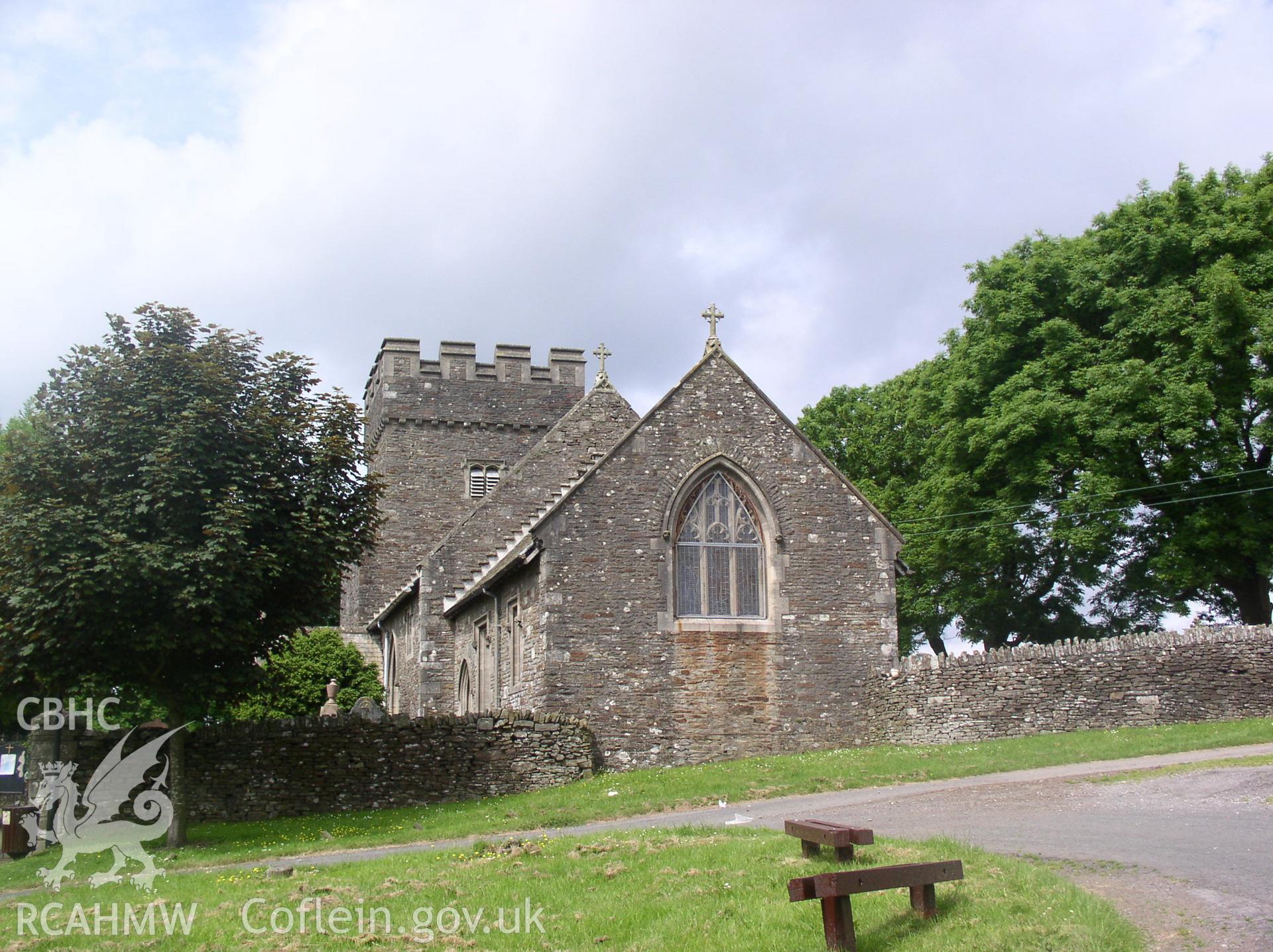 Colour digital photograph showing the exterior of St Cein's Church, Llangeinor; Glamorgan.