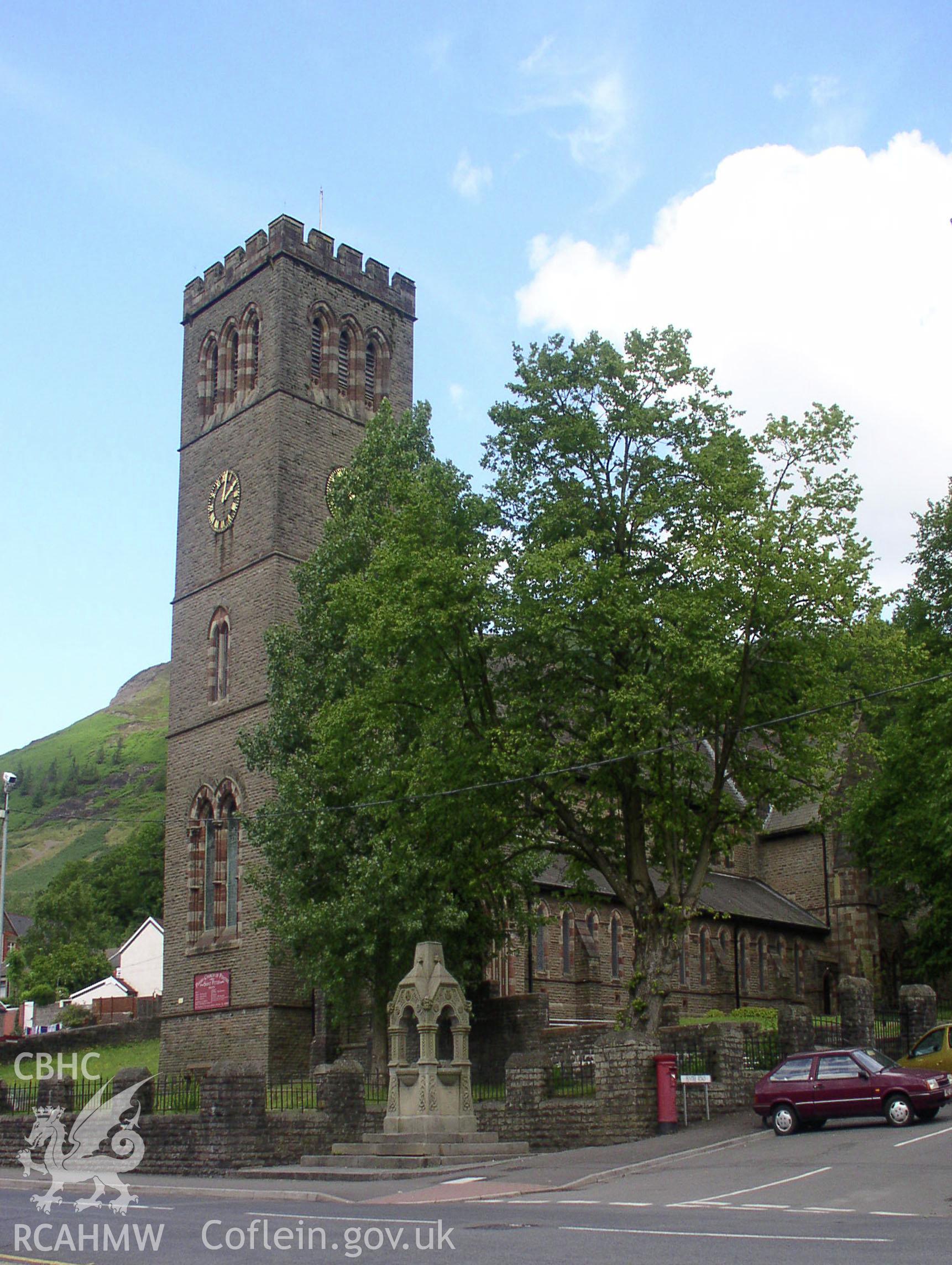 Colour digital photograph showing the exterior of St Peter's Church, Pentre; Glamorgan.