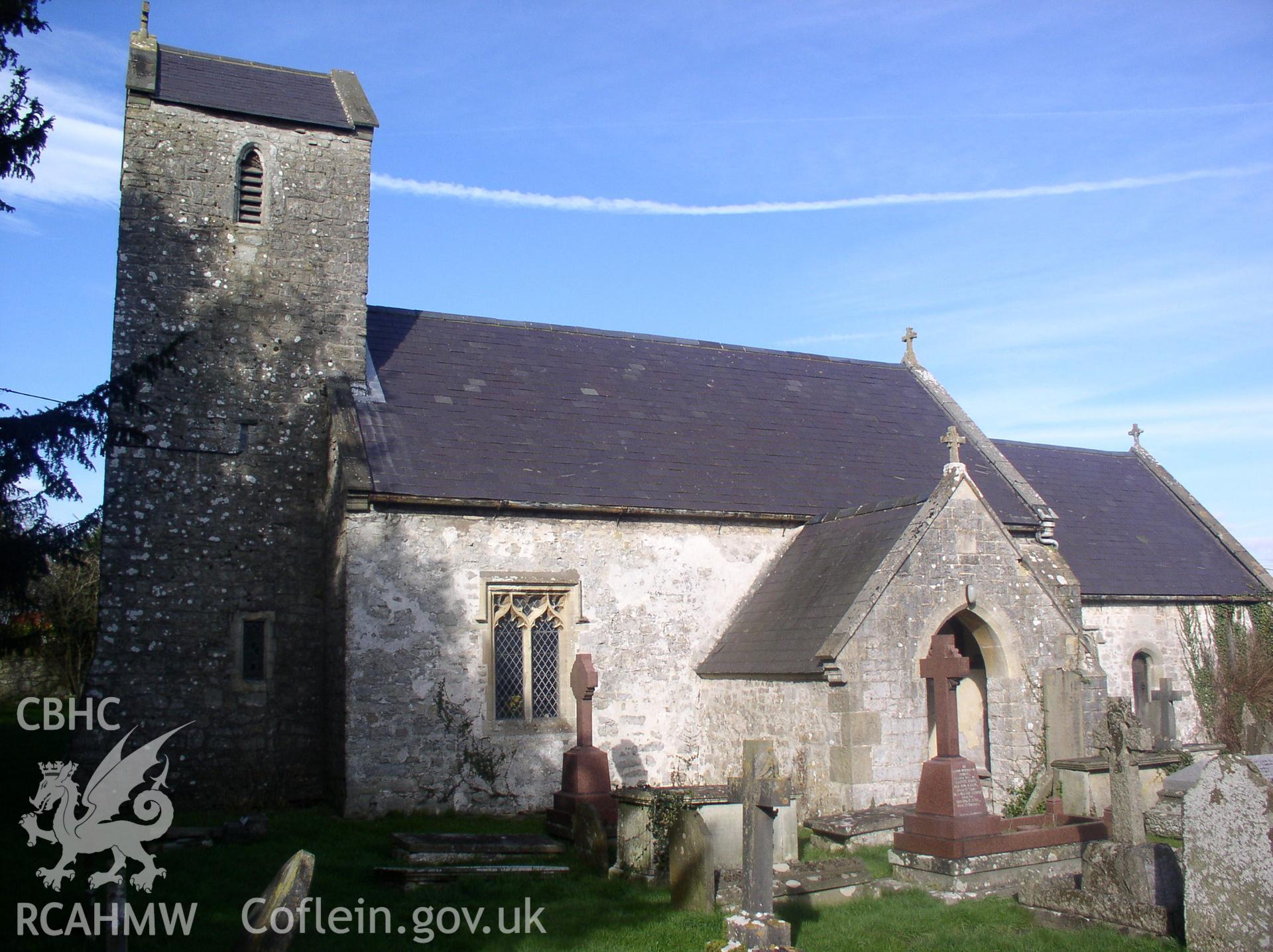 Colour digital photograph showing the exterior of Holy Trinity Church, Llandow, Glamorgan.