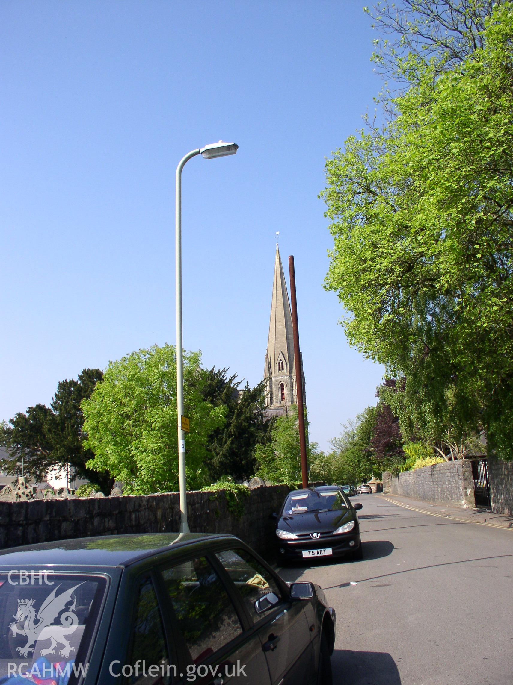 Colour digital photograph showing the spire of St. Mary's Church, Nolton, Bridgend; Glamorgan.