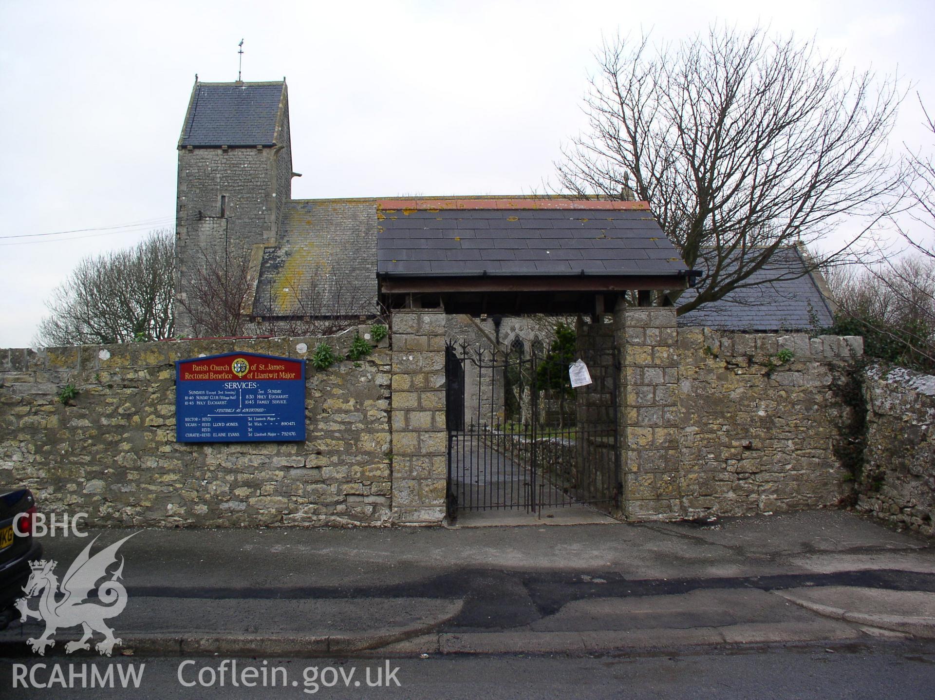 Colour digital photograph showing an elevation view of St James' Church, Wick; Glamorgan.