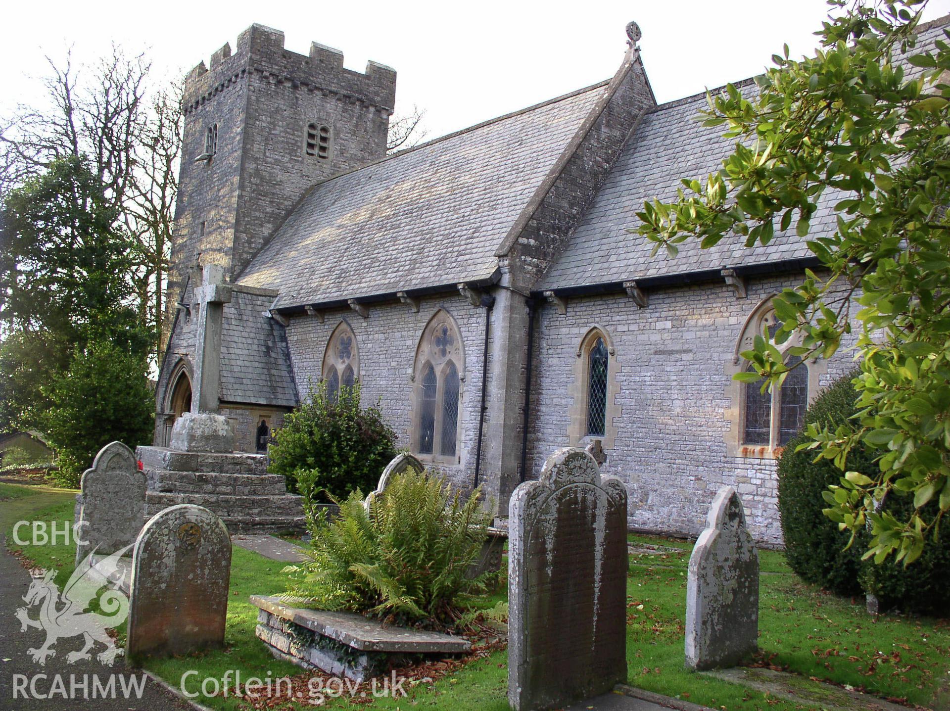 Colour digital photograph showing the exterior of St. Mary's Church, Bonvilston; Glamorgan.