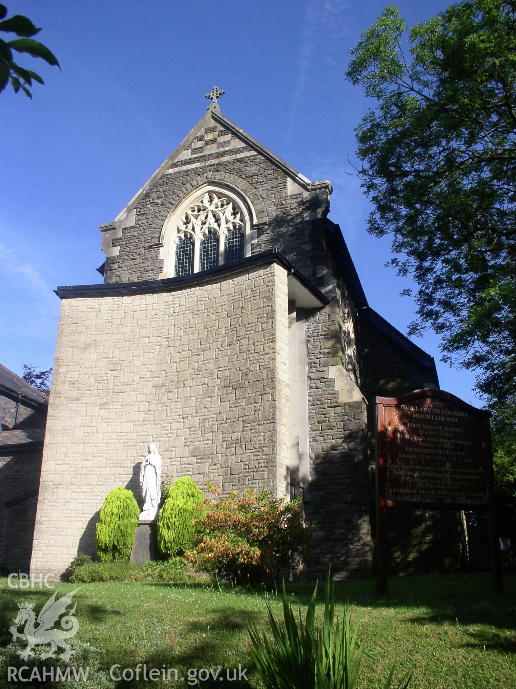 Colour digital photograph showing the exterior of Our Lady of Lourdes Church, Merthyr Tydfil; Glamorgan.