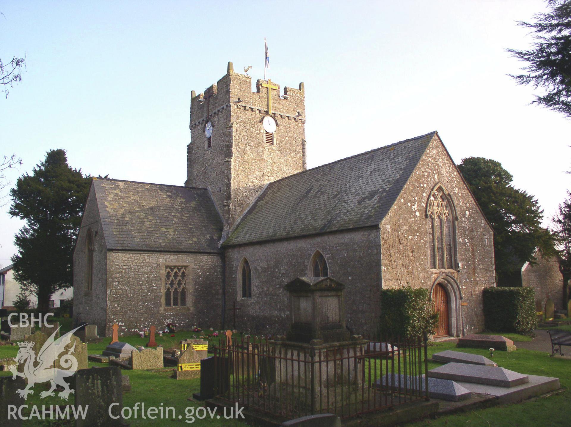 Colour digital photograph showing a three quarter elevation view of St Athan's Church, St Athan; Glamorgan.