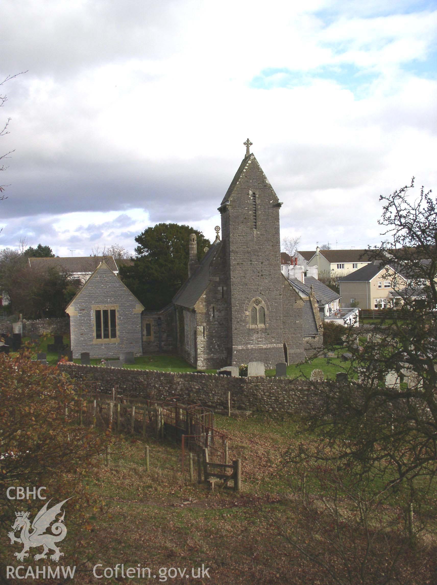 Colour digital photograph showing an elevation view of St Owain's Church, Ystrad Owen; Glamorgan.