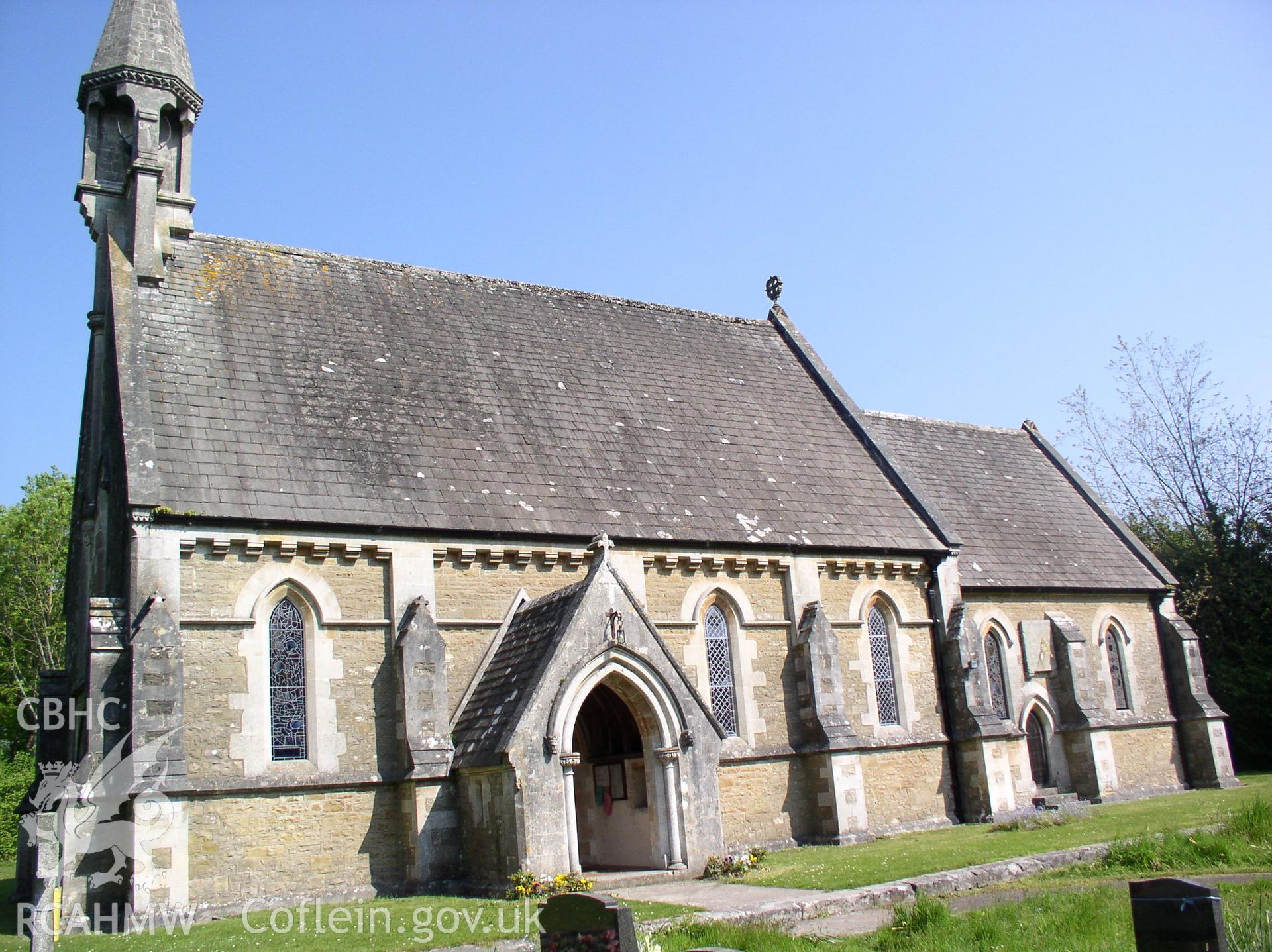 Colour digital photograph showing the exterior of St Teilo's Church, Merthyr Mawr; Glamorgan.