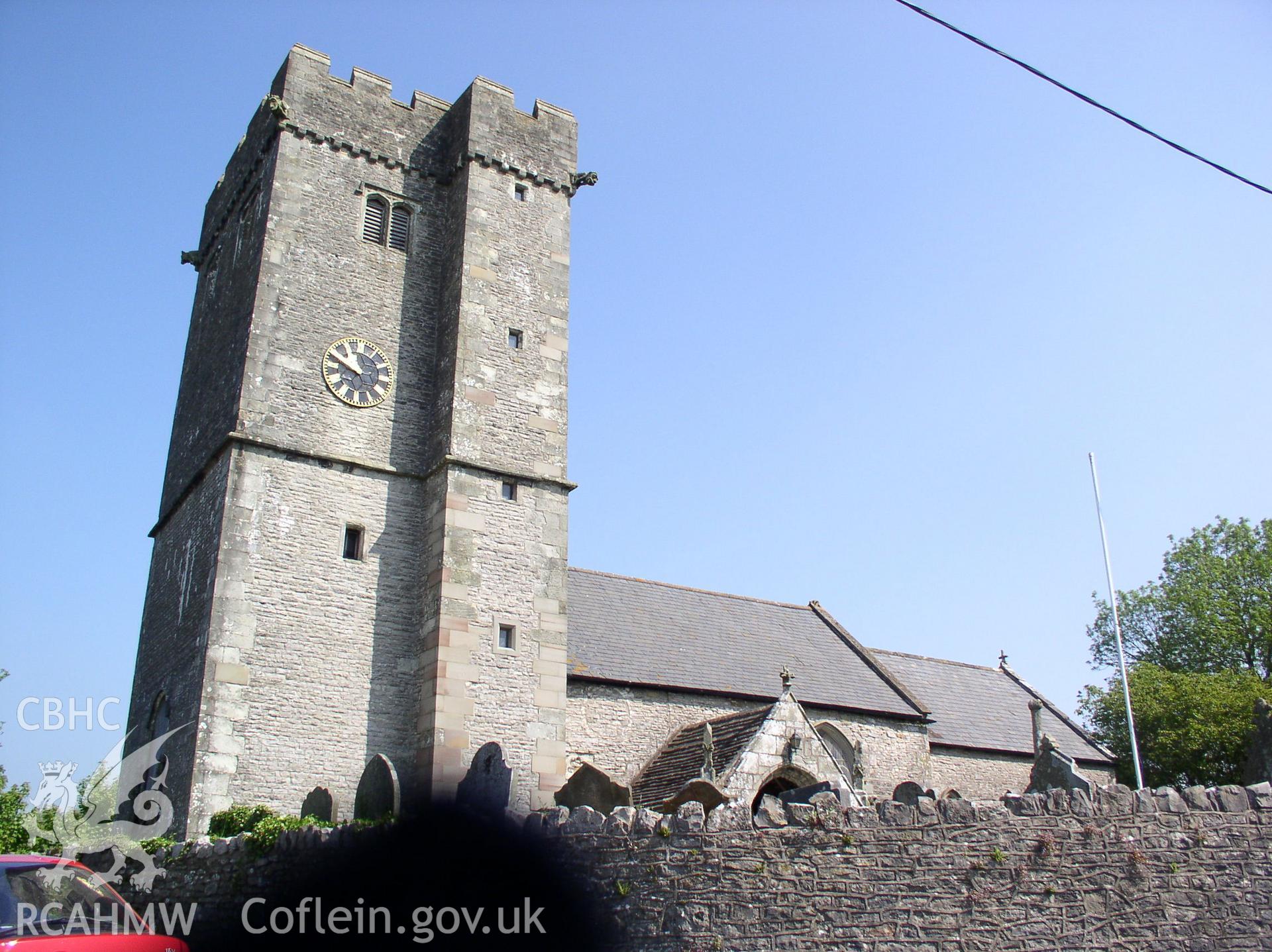 Colour digital photograph showing the exterior of St David's Church, Laleston ; Glamorgan.