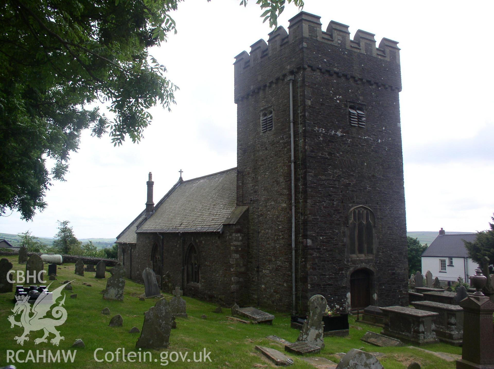 Colour digital photograph showing the exterior of St Cein's Church, Llangeinor; Glamorgan.