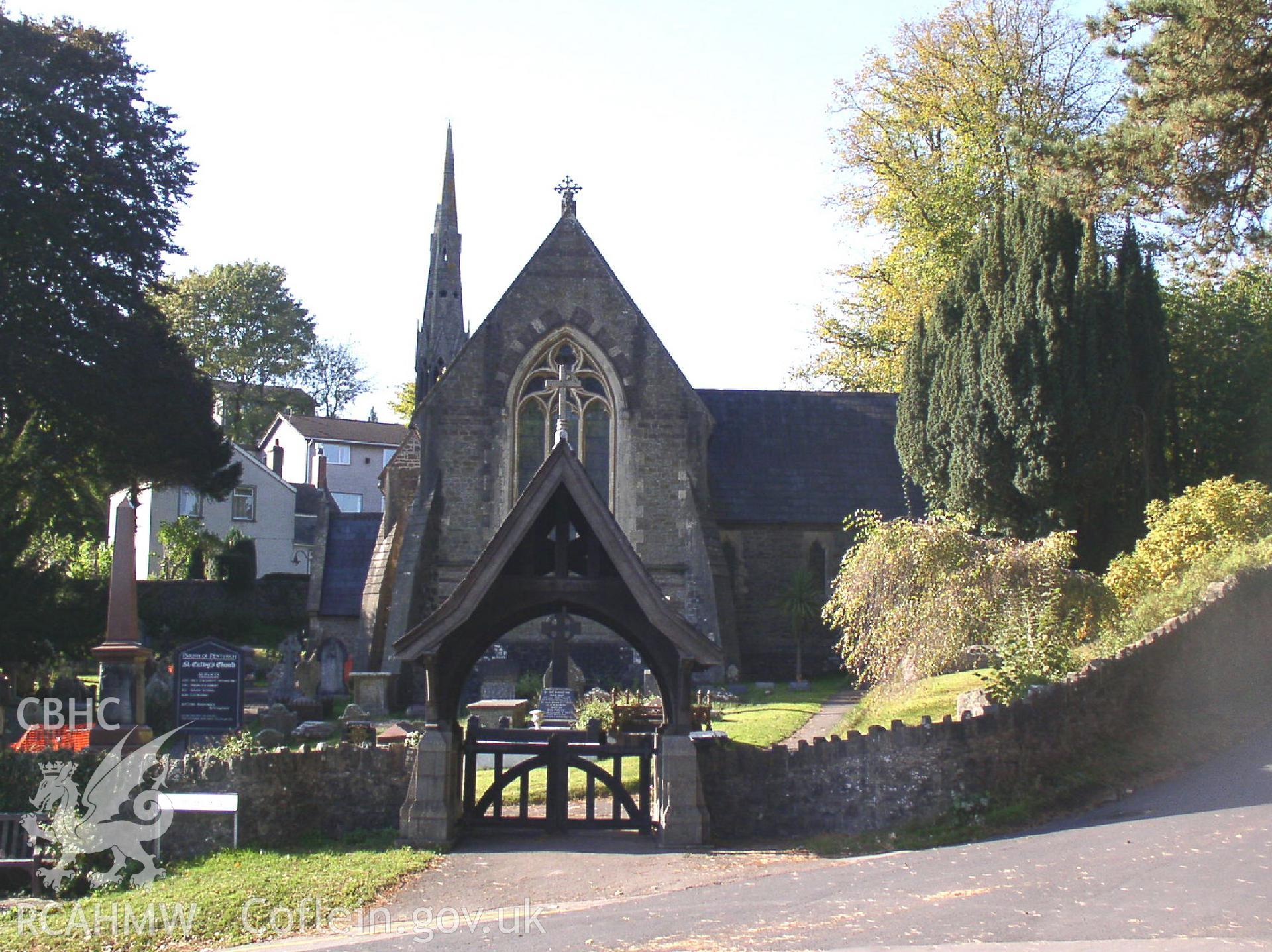 Colour digital photograph showing the exterior of St Catwg's Church, Pentyrch; Glamorgan.