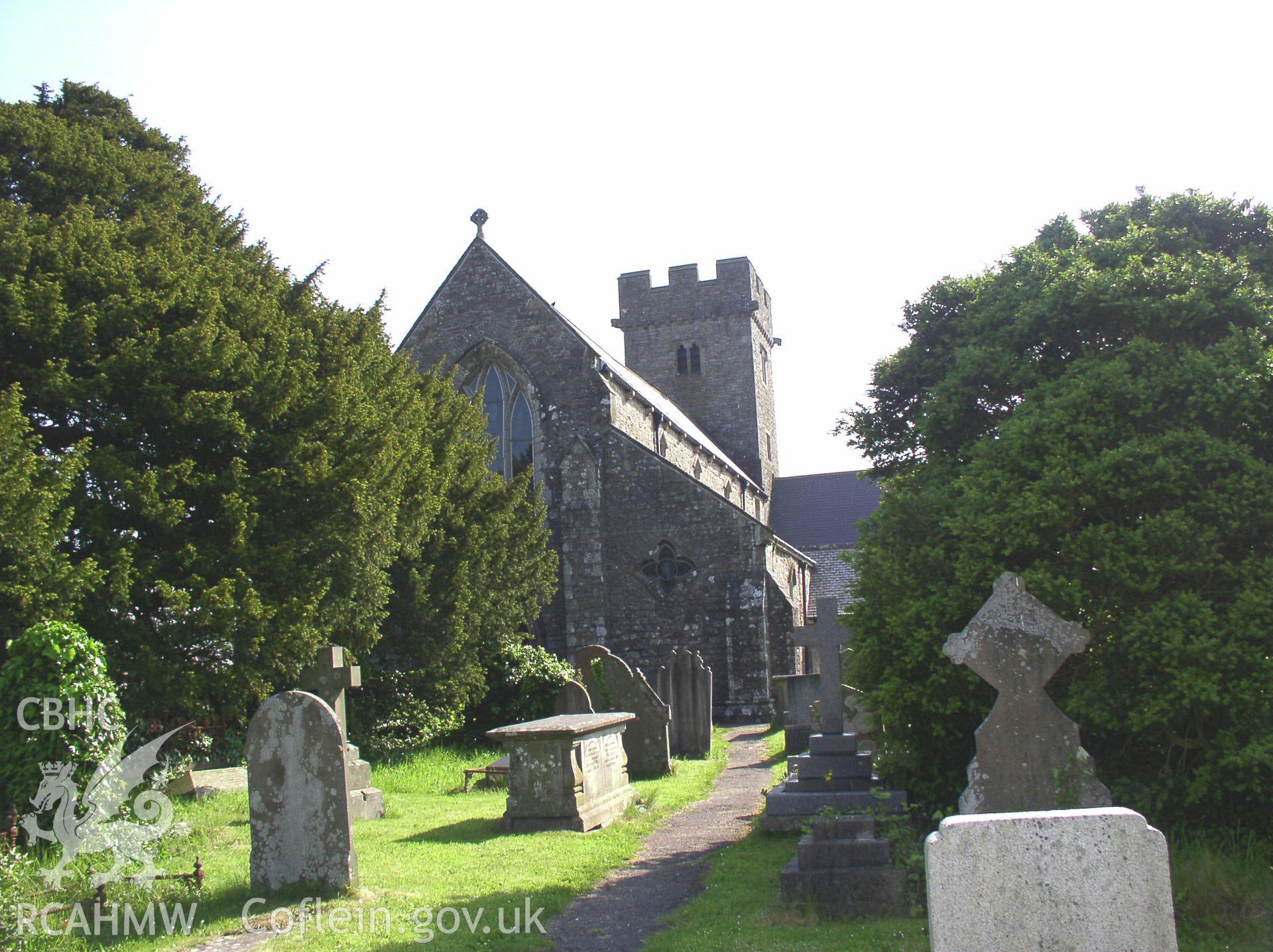 Colour digital photograph showing the exterior of St. Crallo's Church, Coychurch.