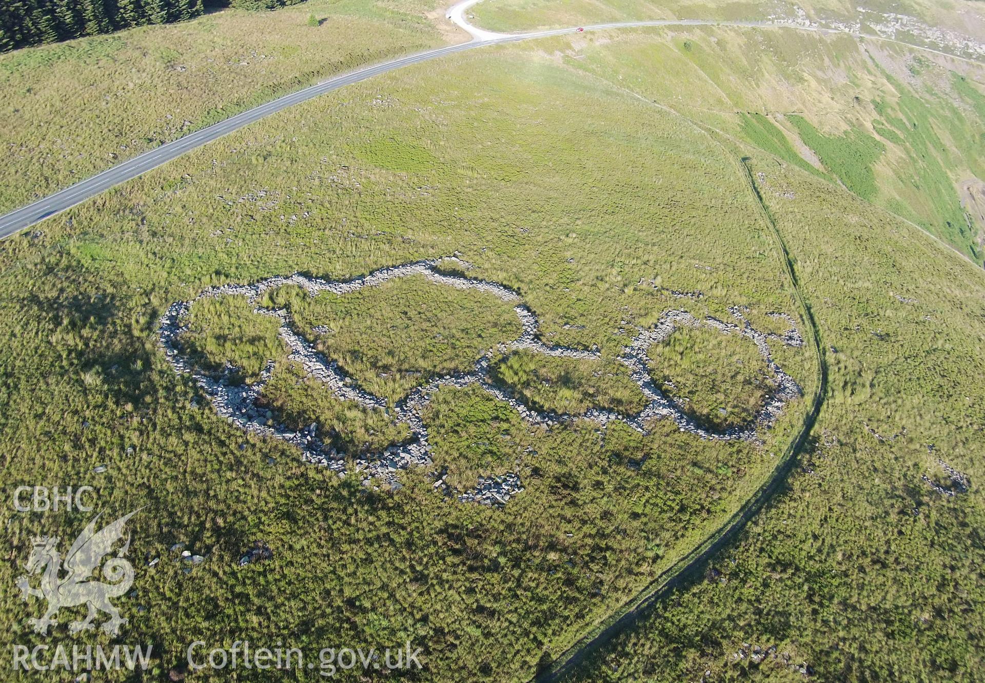 Aerial photograph showing Hendre'r Mynydd taken by Paul Davis, 30th August 2015.