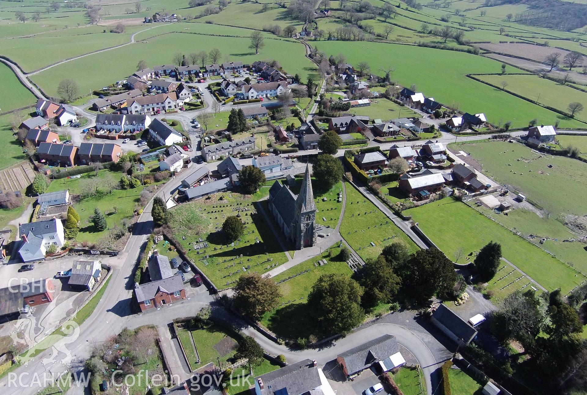 Digital aerial photograph showing Castell Caereinion.